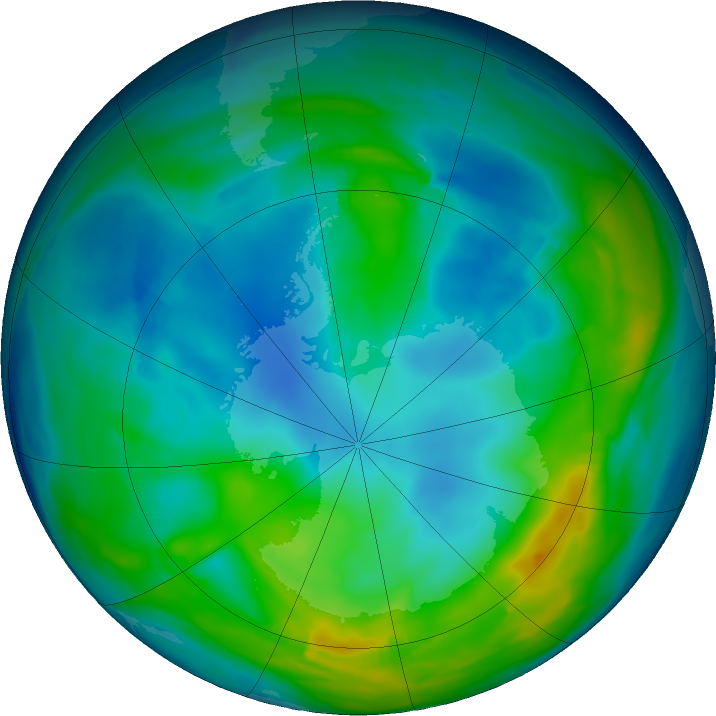 Antarctic ozone map for 30 May 2024
